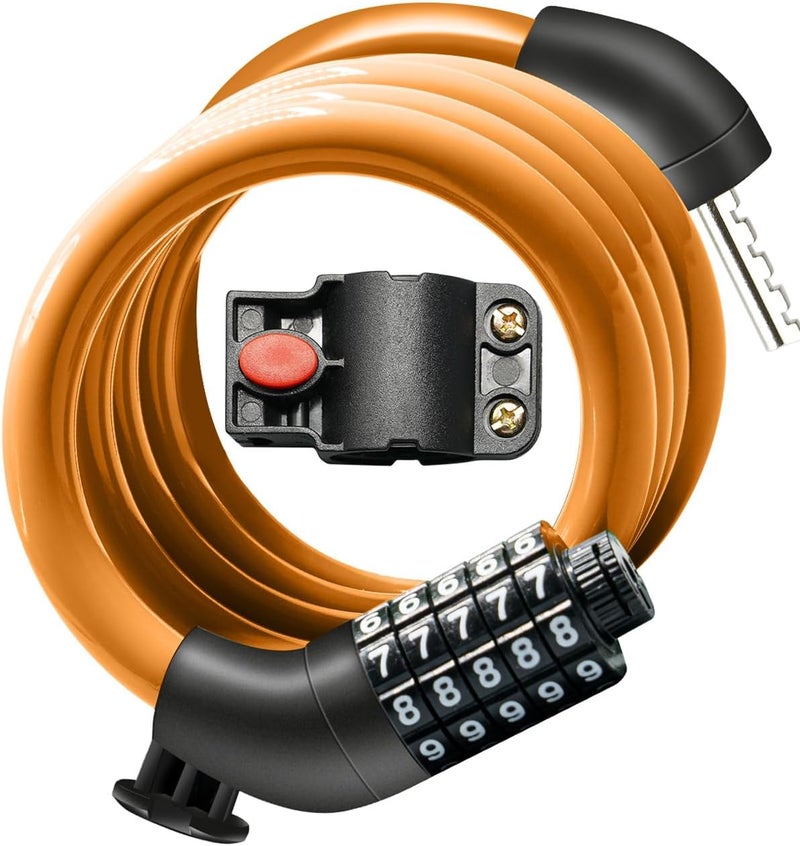 KEYSTP Bike Lock Cable with Combination,High Security 5-Digit Resettable Combination Bicycle Lock Anti-Theft, with Mounting Bracket for Bikes and Scooters - Image 1